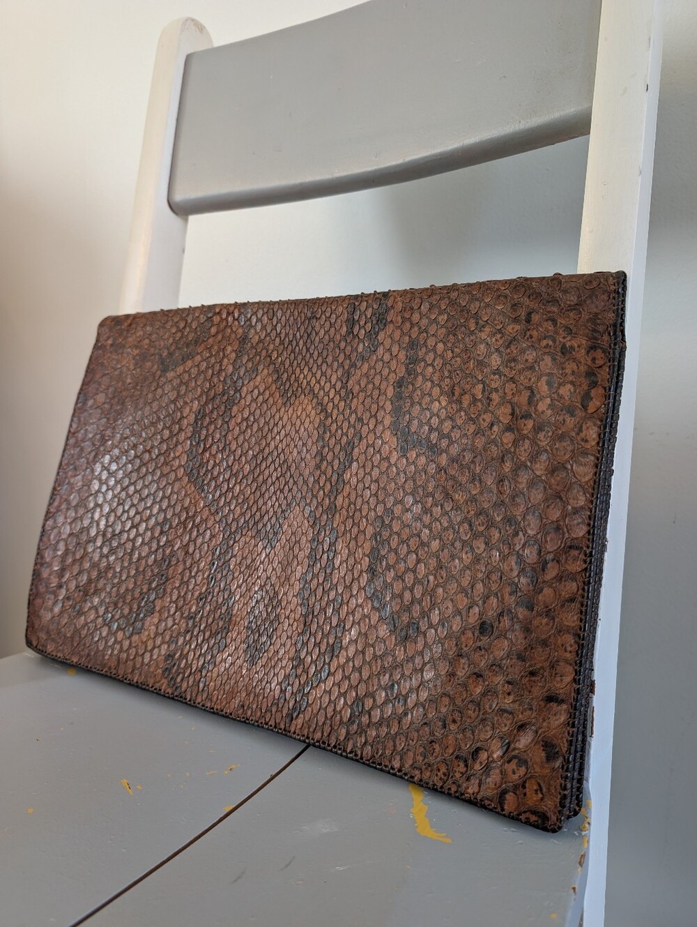 🐍 RARE - 1970's Python Skin Satchel, briefcase, or schoolbag. Unisex Design🐍